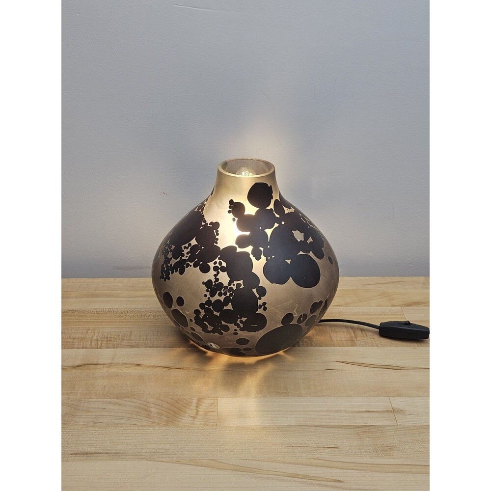 IKEA Koppar Dark Gray Raindrop 9" Frosted Glass Table Lamp Amelia Chong Accent